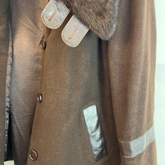 Rudsak - Vintage Short Peacoat - In Brown Leather, Wool and Rabbit Fur - 80% OFF - Picture 9 of 16